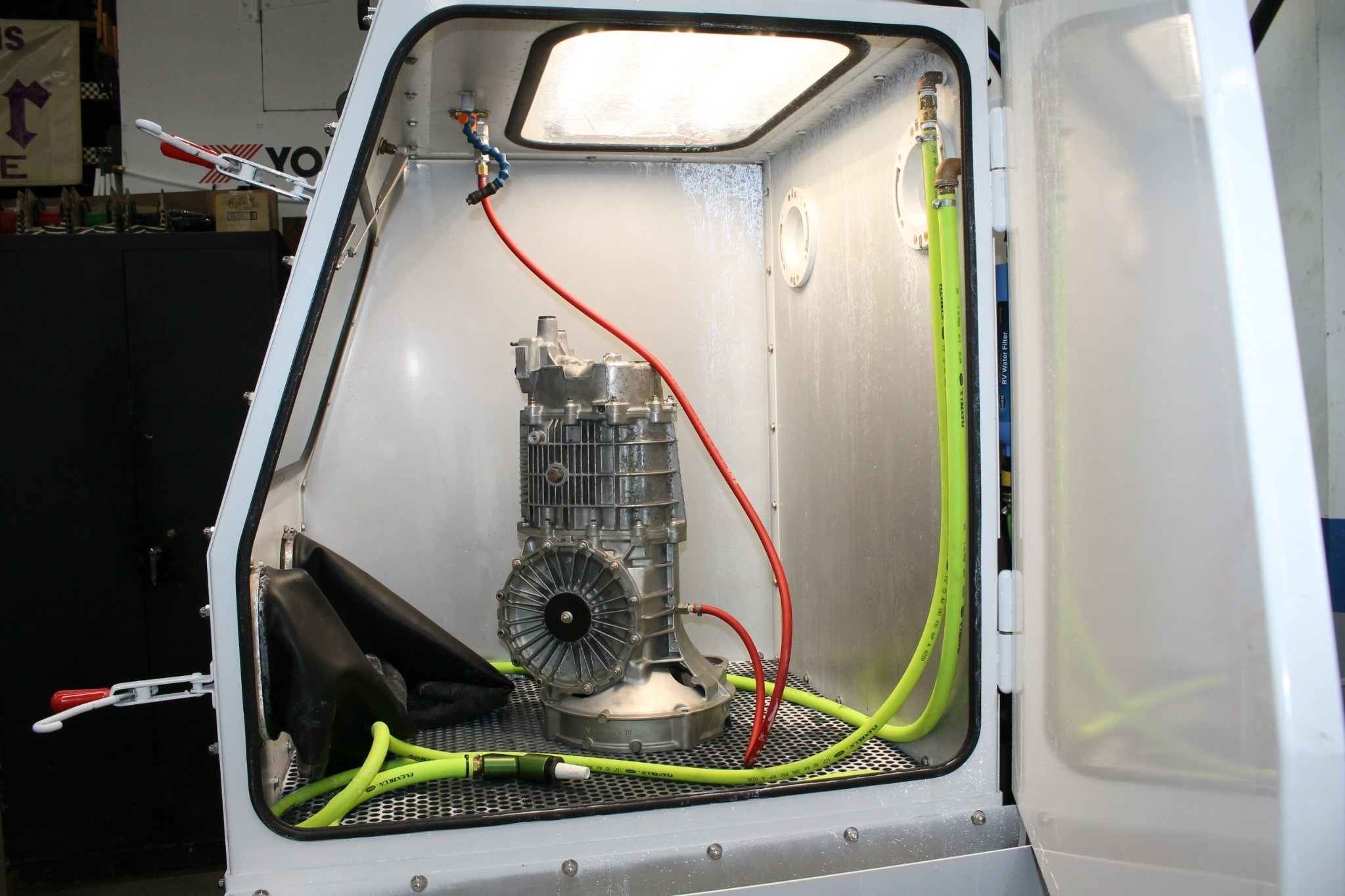 Inside the Axis Model 3636 Wet Blast Cabinet