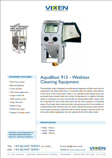 AquaBlast 915 - Wetblast Cleaning Equipment Brochure