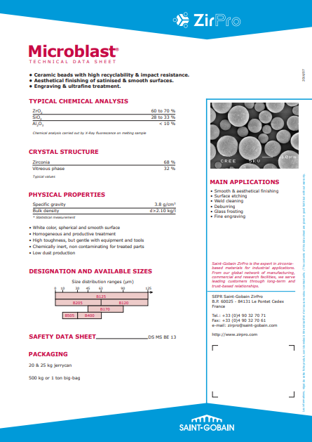 Microblast Ceramic Beads Technical Data Sheet