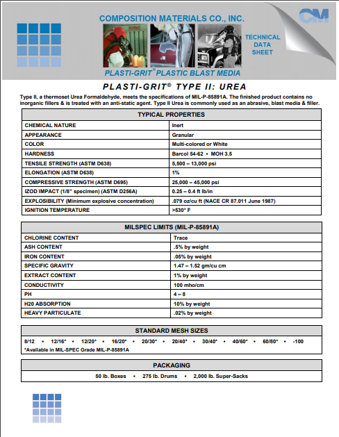 Plasti-Grit Type II: UREA Technical Data Sheet